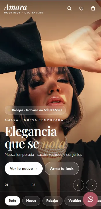 Catálogo Plus para boutique, vista en celular